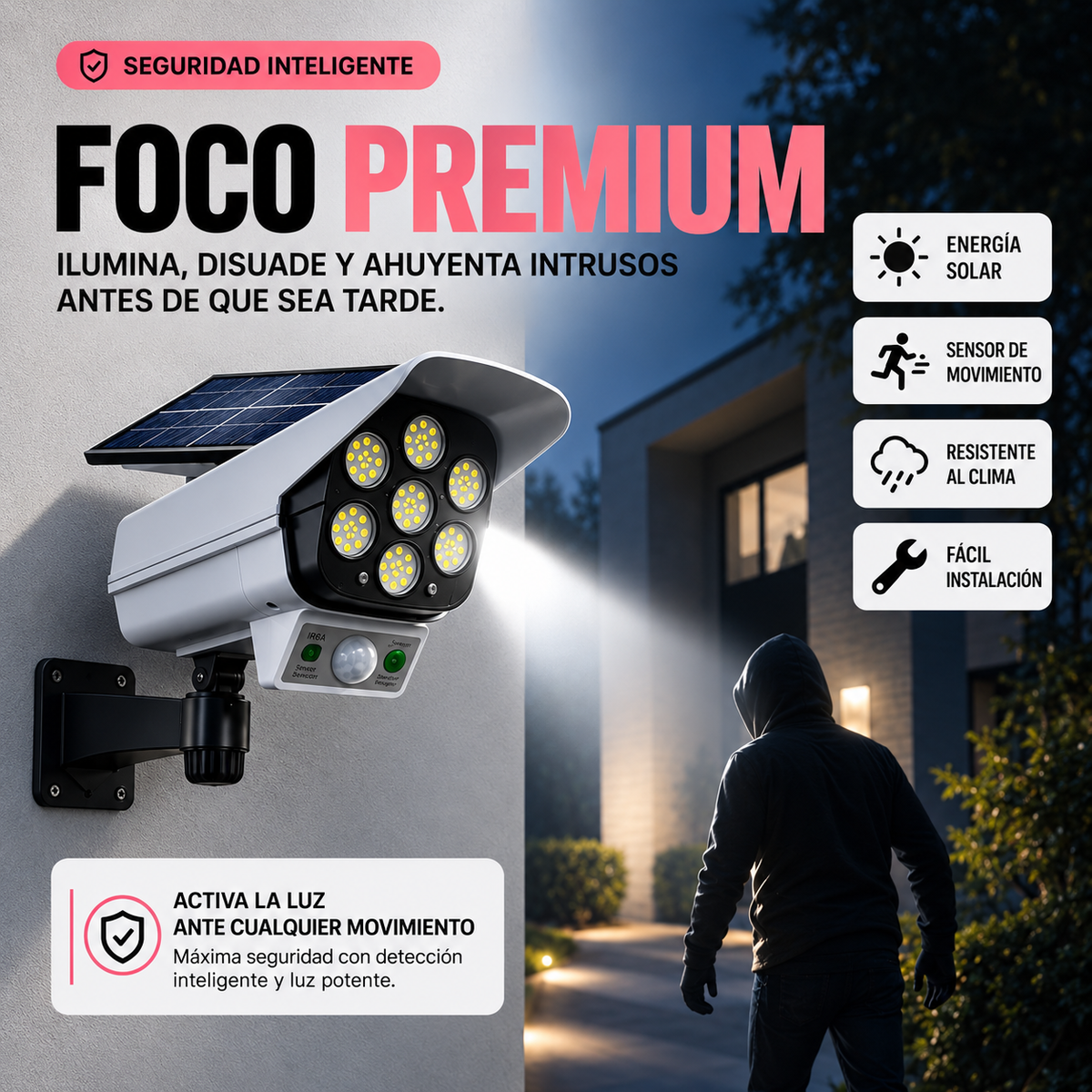 Foco Solar Premium® con Sensor Pro de Movimiento